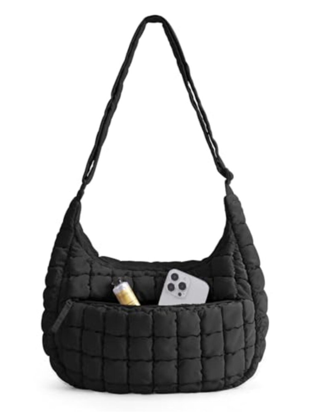 Quilted Puffy Crossbody Bag for Women, Adjustable Strap, Shoulder or Clutch